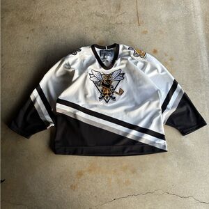Vintage Sarnia Sting Bauer White and Black Hockey Jersey with Hornet Accent